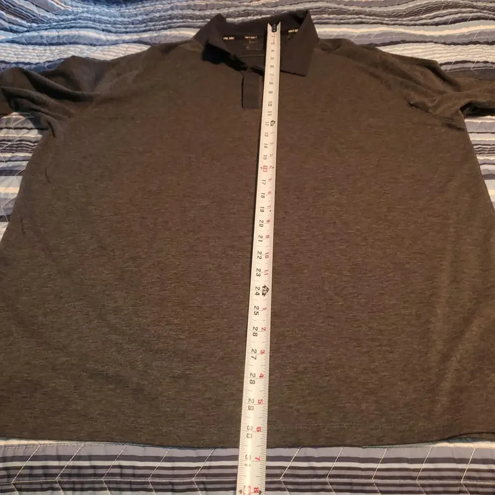 Nike Golf Dri-FIT Long Sleeve Polo Men's XXL Gray Black Performance Shirt